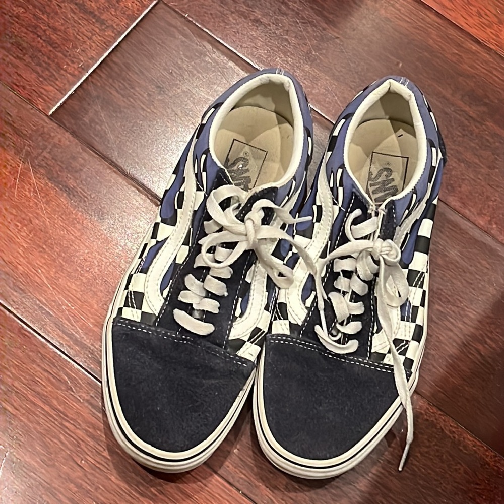 Blue Checkered Flame Vans - Picture 2 of 6